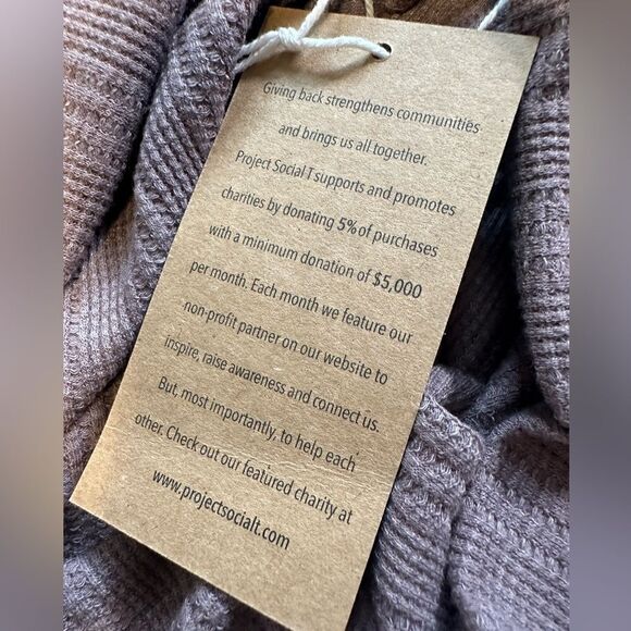 NWT Project Social T Women’s Thermal Waffle Long Sleeve Off Shoulder Mauve - SM - Picture 9 of 11